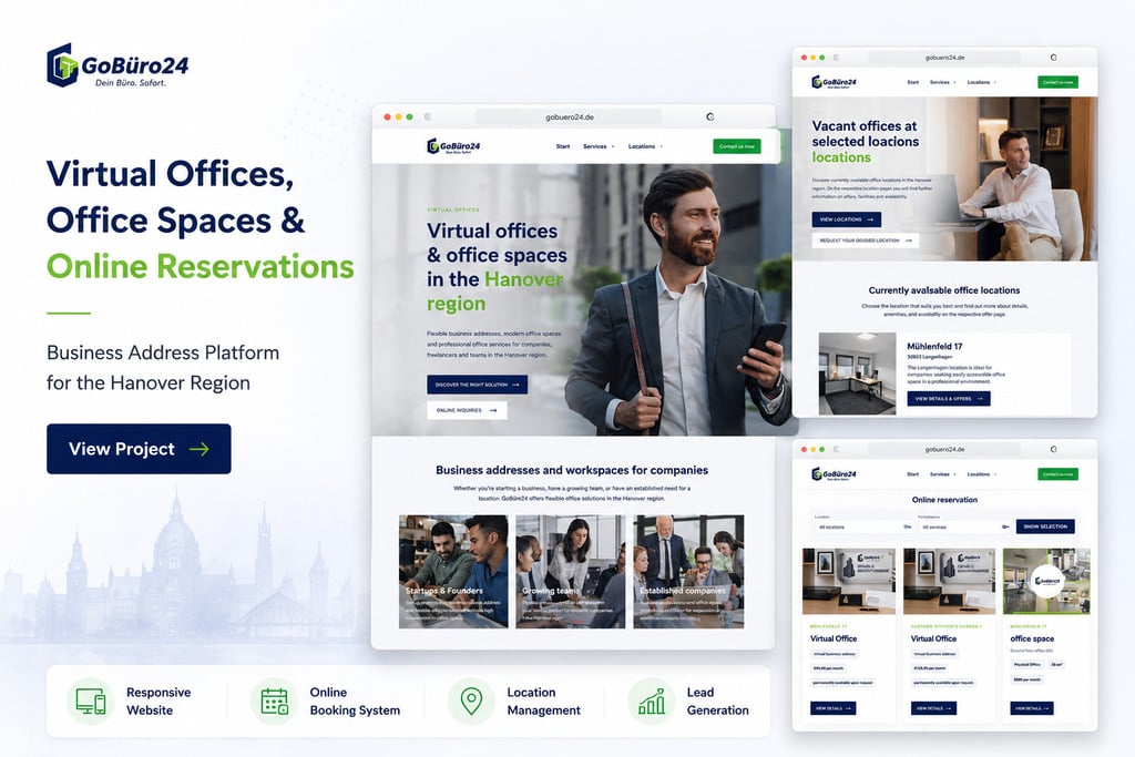 Example of an Adaptive Business Website System project layout with responsive website screens and business website sections